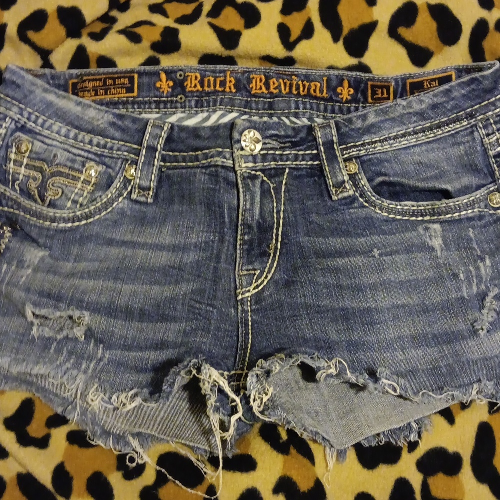 Rock Revival Distressed Blue Jean Shorts